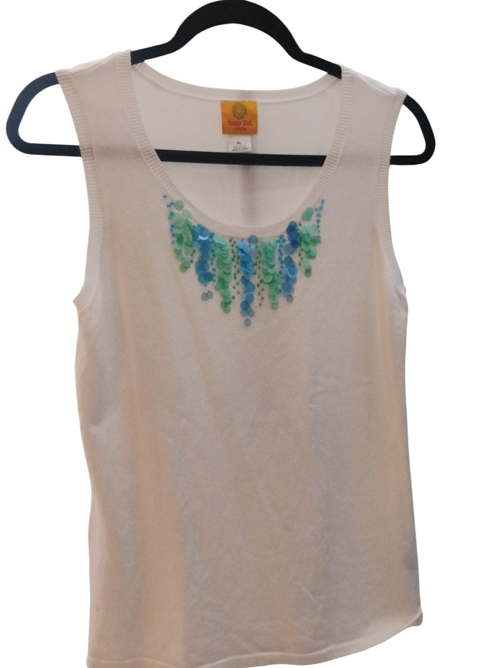 Ruby Red Ltd.  White Sleeveless Sequin-Embellished Tank Top SZ P L
